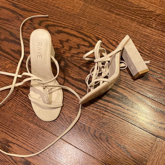 Raye Revolve Tan Suede Ankle Wrap Heels - Picture 2 of 8